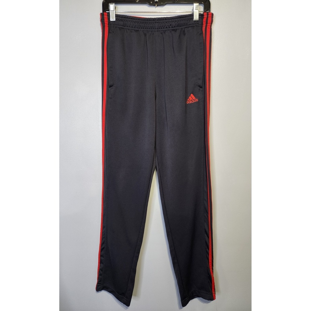Adidas Womens Joggers Size M Track‎ Pants Gray/Red Drawstring 3 Stripe Athletic